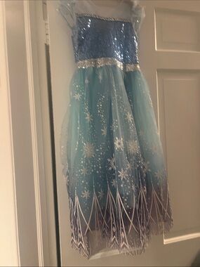 Girls Ice Princess Blue Snowflake Costume Dress